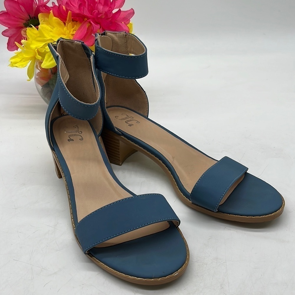 JG Blue ankle strap low heeled sandals MCH4324E